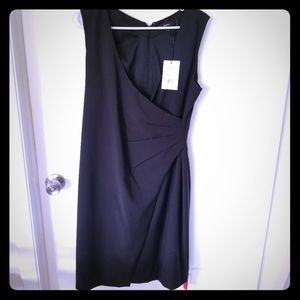 Theory black Adiran Suiting faux wrap dress NWT